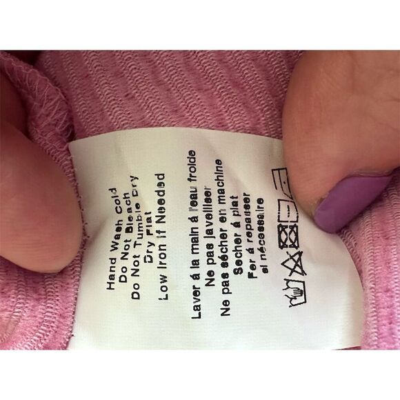 LUSH Women's V-Neck Ribbed Top Pink Short Sleeve Size L Casual NWT - Picture 6 of 7